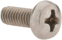 Value Collection - M4x0.70 Metric Coarse, 10mm Length Under Head Phillips Drive Machine Screw - Pan Head, Grade 18-8 Stainless Steel, Uncoated, Without Washer - Industrial Tool & Supply
