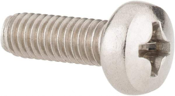 Value Collection - M4x0.70 Metric Coarse, 12mm Length Under Head Phillips Drive Machine Screw - Pan Head, Grade 18-8 Stainless Steel, Uncoated, Without Washer - Industrial Tool & Supply