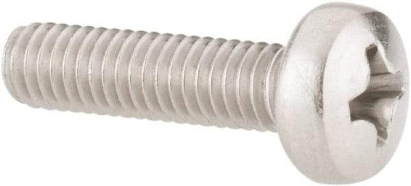 Value Collection - M4x0.70 Metric Coarse, 16mm Length Under Head Phillips Drive Machine Screw - Pan Head, Grade 18-8 Stainless Steel, Uncoated, Without Washer - Industrial Tool & Supply