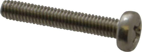 Value Collection - M4x0.70 Metric Coarse, 25mm Length Under Head Phillips Drive Machine Screw - Pan Head, Grade 18-8 Stainless Steel, Uncoated, Without Washer - Industrial Tool & Supply