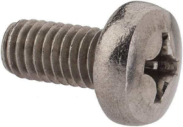 Value Collection - M6x1.00 Metric Coarse, 12mm Length Under Head Phillips Drive Machine Screw - Pan Head, Grade 18-8 Stainless Steel, Uncoated, Without Washer - Industrial Tool & Supply