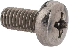 Value Collection - M6x1.00 Metric Coarse, 12mm Length Under Head Phillips Drive Machine Screw - Pan Head, Grade 18-8 Stainless Steel, Uncoated, Without Washer - Industrial Tool & Supply