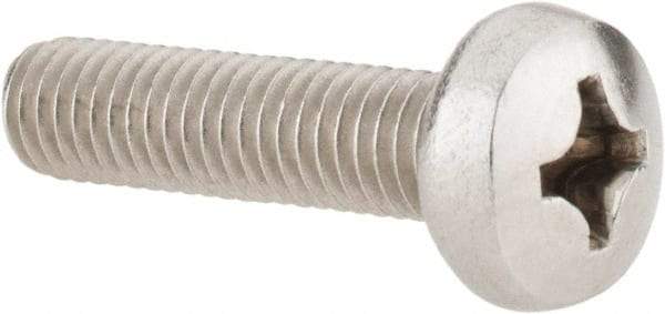 Value Collection - M6x1.00 Metric Coarse, 25mm Length Under Head Phillips Drive Machine Screw - Pan Head, Grade 18-8 Stainless Steel, Uncoated, Without Washer - Industrial Tool & Supply