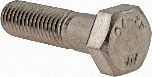 Value Collection - M12x1.75mm Metric Coarse, 45mm Length Under Head Hex Head Cap Screw - Partially Threaded, Grade 18-8 & Austenitic A2 Stainless Steel, 19mm Hex - Industrial Tool & Supply