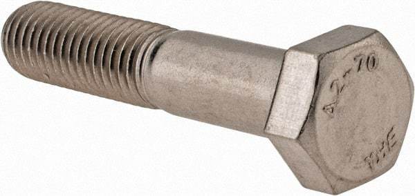 Value Collection - M12x1.75mm Metric Coarse, 60mm Length Under Head Hex Head Cap Screw - Partially Threaded, Grade 18-8 & Austenitic A2 Stainless Steel, 19mm Hex - Industrial Tool & Supply