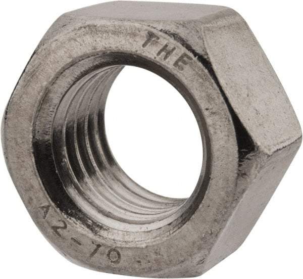 Value Collection - M18x2.50 Stainless Steel Right Hand Hex Nut - 27mm Across Flats, 15mm High, Uncoated - Industrial Tool & Supply