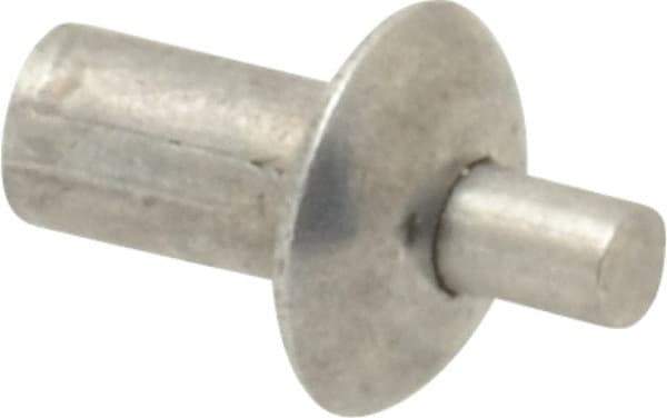 Made in USA - Universal Head Aluminum Alloy Drive Blind Rivet - Stainless Steel Mandrel, 0.109" to 1/8" Grip, 1/4" Head Diam, 0.128" to 0.14" Hole Diam, 0.219" Length Under Head, 1/8" Body Diam - Industrial Tool & Supply