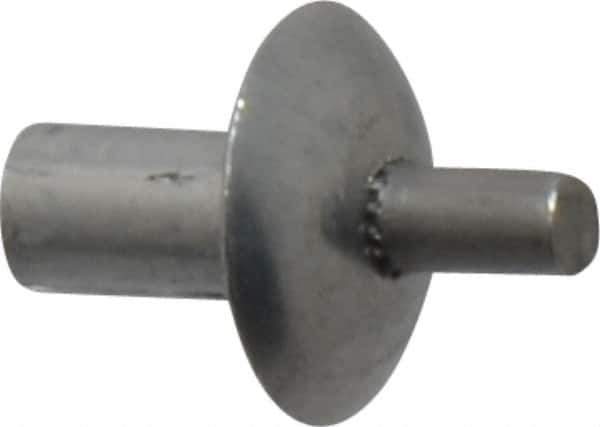 Made in USA - Brazier Head Aluminum Alloy Drive Blind Rivet - Stainless Steel Mandrel, 0.109" to 1/8" Grip, 0.312" Head Diam, 0.128" to 0.14" Hole Diam, 0.219" Length Under Head, 1/8" Body Diam - Industrial Tool & Supply