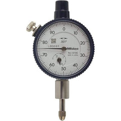 Mitutoyo - 1/4" Range, 0-100 Dial Reading, 0.001" Graduation Dial Drop Indicator - 40mm Dial, 0.1" Range per Revolution, 0.001" Accuracy, Revolution Counter - Industrial Tool & Supply