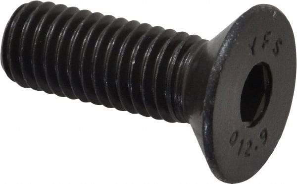 Value Collection - M10x1.50 Metric Coarse Hex Socket Drive, 90° Flat Screw - Grade 12.9 Alloy Steel, Black Oxide Finish, Fully Threaded, 30mm OAL - Industrial Tool & Supply