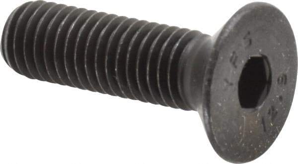 Value Collection - M10x1.50 Metric Coarse Hex Socket Drive, 90° Flat Screw - Grade 12.9 Alloy Steel, Black Oxide Finish, Fully Threaded, 35mm OAL - Industrial Tool & Supply