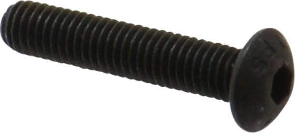 Value Collection - M5x0.80 Metric Coarse Hex Socket Drive, Button Screw - Grade 12.9 Alloy Steel, Black Oxide Finish, Fully Threaded, 25mm Length Under Head - Industrial Tool & Supply
