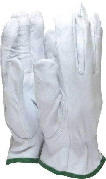MCR Safety - Size M (8) Grain Goatskin General Protection Work Gloves - For Work & Driver, Uncoated, Slip-On Cuff, Full Fingered, White, Paired - Industrial Tool & Supply