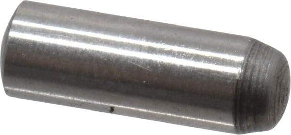 Value Collection - 4mm Diam x 12mm Pin Length Grade 8 Alloy Steel Precision Dowel Pin - Bright Finish, 1 Rounded End - Industrial Tool & Supply