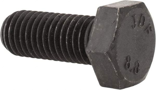 Value Collection - M12x1.75mm Metric Coarse, 30mm Length Under Head Hex Head Cap Screw - Fully Threaded, Grade 8.8 Steel, Uncoated, 19mm Hex - Industrial Tool & Supply