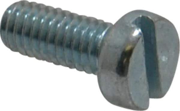 Value Collection - M4x0.70, 10mm Length Under Head Slotted Drive Machine Screw - Cheese Head, Grade 4.8 Steel, Zinc-Plated Finish, Without Washer - Industrial Tool & Supply