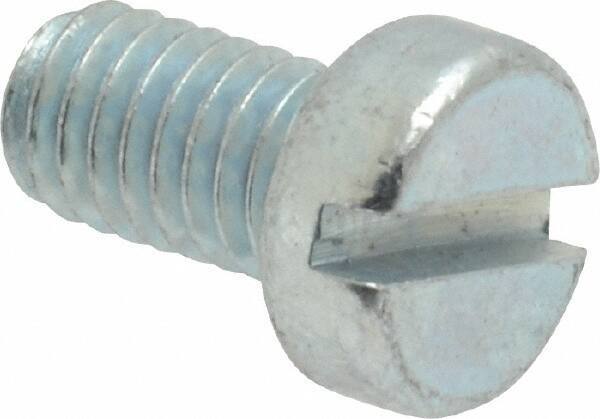 Value Collection - M6x1.00, 10mm Length Under Head Slotted Drive Machine Screw - Cheese Head, Grade 4.8 Steel, Zinc-Plated Finish, Without Washer - Industrial Tool & Supply