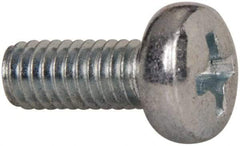 Value Collection - M4x0.70, 10mm Length Under Head Phillips Drive Machine Screw - Pan Head, Grade 4.8 Steel, Zinc-Plated Finish, Without Washer - Industrial Tool & Supply