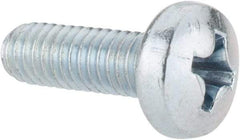 Value Collection - M4x0.70, 12mm Length Under Head Phillips Drive Machine Screw - Pan Head, Grade 4.8 Steel, Zinc-Plated Finish, Without Washer - Industrial Tool & Supply