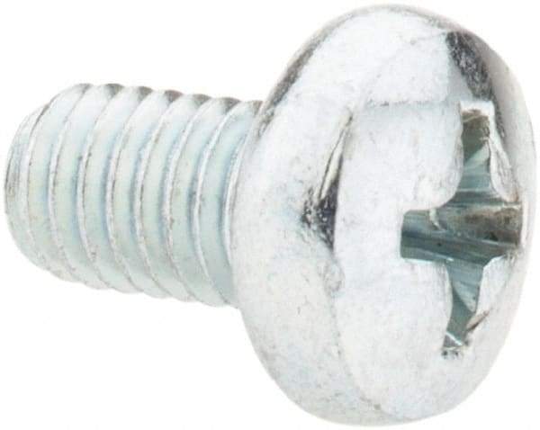 Value Collection - M5x0.80, 8mm Length Under Head Phillips Drive Machine Screw - Pan Head, Grade 4.8 Steel, Zinc-Plated Finish, Without Washer - Industrial Tool & Supply