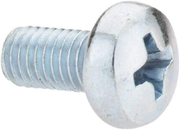 Value Collection - M5x0.80, 10mm Length Under Head Phillips Drive Machine Screw - Pan Head, Grade 4.8 Steel, Zinc-Plated Finish, Without Washer - Industrial Tool & Supply
