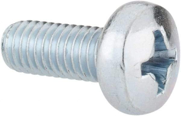 Value Collection - M5x0.80, 12mm Length Under Head Phillips Drive Machine Screw - Pan Head, Grade 4.8 Steel, Zinc-Plated Finish, Without Washer - Industrial Tool & Supply