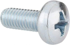 Value Collection - M5x0.80, 12mm Length Under Head Phillips Drive Machine Screw - Pan Head, Grade 4.8 Steel, Zinc-Plated Finish, Without Washer - Industrial Tool & Supply