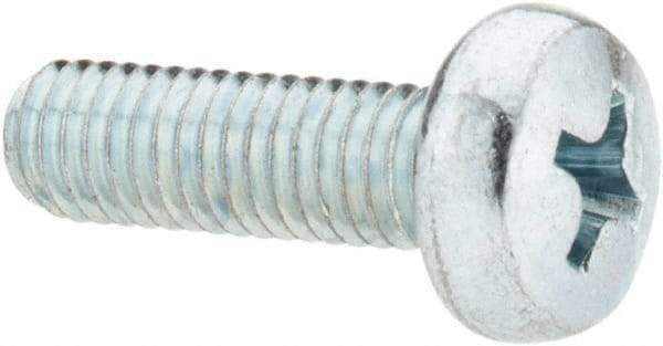Value Collection - M5x0.80, 16mm Length Under Head Phillips Drive Machine Screw - Pan Head, Grade 4.8 Steel, Zinc-Plated Finish, Without Washer - Industrial Tool & Supply