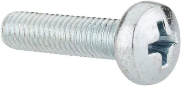 Value Collection - M5x0.80, 20mm Length Under Head Phillips Drive Machine Screw - Pan Head, Grade 4.8 Steel, Zinc-Plated Finish, Without Washer - Industrial Tool & Supply