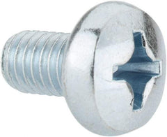 Value Collection - M6x1.00, 10mm Length Under Head Phillips Drive Machine Screw - Pan Head, Grade 4.8 Steel, Zinc-Plated Finish, Without Washer - Industrial Tool & Supply
