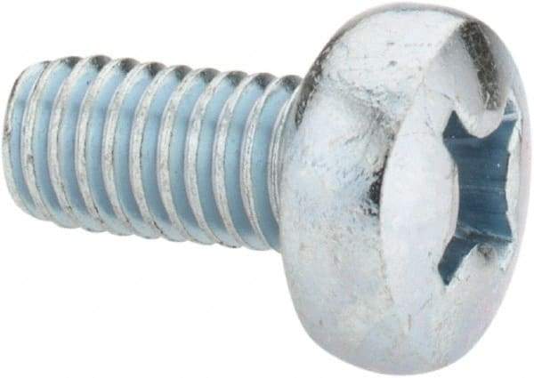 Value Collection - M6x1.00, 12mm Length Under Head Phillips Drive Machine Screw - Pan Head, Grade 4.8 Steel, Zinc-Plated Finish, Without Washer - Industrial Tool & Supply