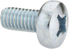 Value Collection - M6x1.00, 12mm Length Under Head Phillips Drive Machine Screw - Pan Head, Grade 4.8 Steel, Zinc-Plated Finish, Without Washer - Industrial Tool & Supply