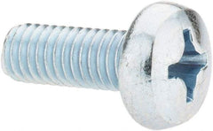 Value Collection - M6x1.00, 16mm Length Under Head Phillips Drive Machine Screw - Pan Head, Grade 4.8 Steel, Zinc-Plated Finish, Without Washer - Industrial Tool & Supply