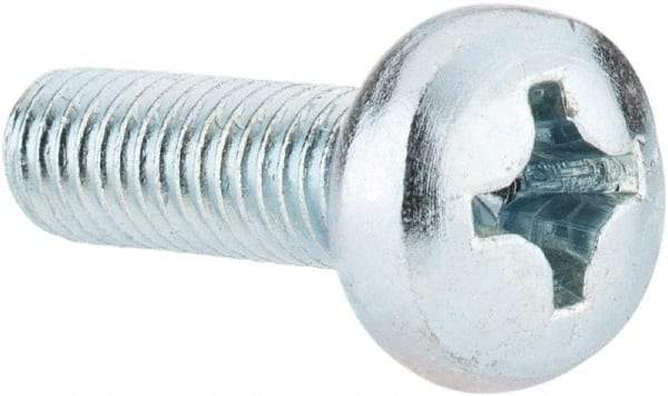 Value Collection - M6x1.00, 20mm Length Under Head Phillips Drive Machine Screw - Pan Head, Grade 4.8 Steel, Zinc-Plated Finish, Without Washer - Industrial Tool & Supply