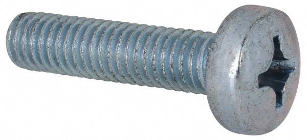 Value Collection - M6x1.00, 25mm Length Under Head Phillips Drive Machine Screw - Pan Head, Grade 4.8 Steel, Zinc-Plated Finish, Without Washer - Industrial Tool & Supply