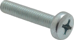 Value Collection - M6x1.00, 30mm Length Under Head Phillips Drive Machine Screw - Pan Head, Grade 4.8 Steel, Zinc-Plated Finish, Without Washer - Industrial Tool & Supply