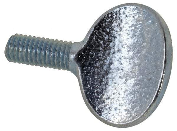 Value Collection - M5x10.00 Oval Shoulderless Grade 2 Steel Thumb Screw - 12mm OAL, 5mm Head Diam x 16mm Head Height, Zinc-Plated Finish - Industrial Tool & Supply