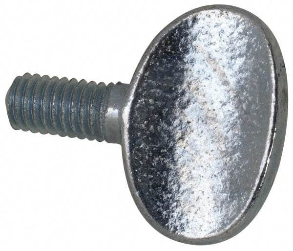 Value Collection - M6x1.00 Oval Shoulderless Grade 2 Steel Thumb Screw - 12mm OAL, 6mm Head Diam x 16.5mm Head Height, Zinc-Plated Finish - Industrial Tool & Supply