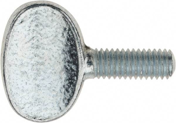 Value Collection - M6x1.00 Oval Shoulderless Grade 2 Steel Thumb Screw - 16mm OAL, 6mm Head Diam x 16.5mm Head Height, Zinc-Plated Finish - Industrial Tool & Supply