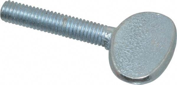 Value Collection - M6x1.00 Oval Shoulderless Grade 2 Steel Thumb Screw - 30mm OAL, 6mm Head Diam x 16.5mm Head Height, Zinc-Plated Finish - Industrial Tool & Supply