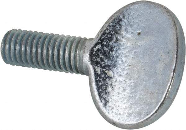 Value Collection - M8x1.25 Oval Shoulderless Grade 2 Steel Thumb Screw - 20mm OAL, 8mm Head Diam x 19.5mm Head Height, Zinc-Plated Finish - Industrial Tool & Supply