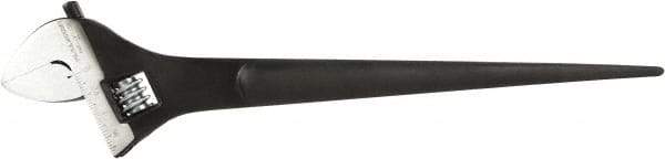 Paramount - 1-11/16" Jaw Capacity, 15" Spud Handle Adjustable Wrench - Chrome Vanadium Steel, Black Finish - Industrial Tool & Supply