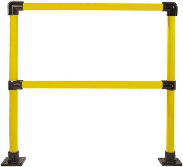 Hollaender - 4' Long x 42" High, Steel Straight Railing - 1.9" Pipe, Includes 2 Sub Assembled Posts, 2 Horizontal Rails, Bag with 2 Flanges, Instructions, Assembly Tool - Industrial Tool & Supply