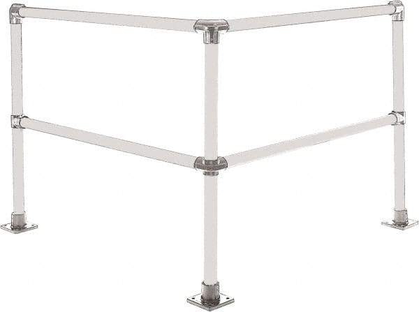 Hollaender - 4' Long x 42" High, Aluminum Corner Section - 1.9" Pipe, Includes 3 Sub Assembled Posts, 4 Horizontal Rails, Bag with 3 Flanges, Instructions, Assembly Tool - Industrial Tool & Supply
