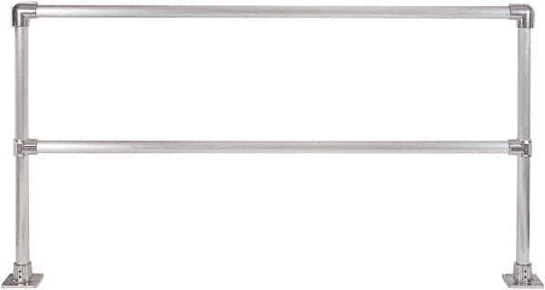 Hollaender - 8' Long x 42" High, Aluminum Straight Railing - 1.9" Pipe, Includes 2 Sub Assembled Posts, 2 Horizontal Rails, Bag with 2 Flanges, Instructions, Assembly Tool - Industrial Tool & Supply