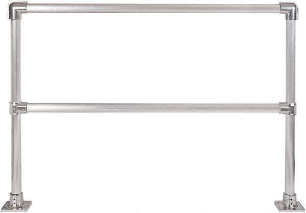 Hollaender - 6' Long x 6-1/2" High, Aluminum Straight Railing - 1.9" Pipe, Includes 2 Sub Assembled Posts, 2 Horizontal Rails, Bag with 2 Flanges, Instructions, Assembly Tool - Industrial Tool & Supply