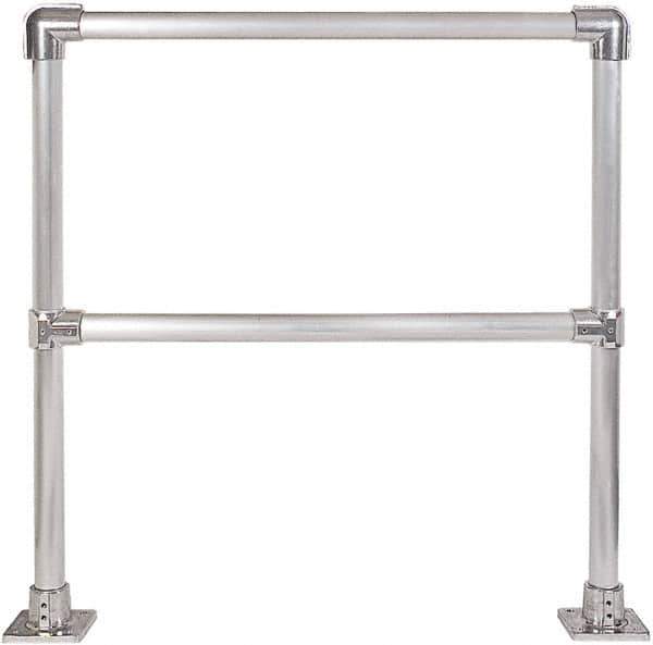 Hollaender - 4' Long x 42" High, Aluminum Straight Railing - 1.9" Pipe, Includes 2 Sub Assembled Posts, 2 Horizontal Rails, Bag with 2 Flanges, Instructions, Assembly Tool - Industrial Tool & Supply
