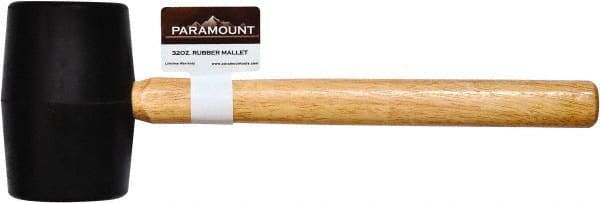 Paramount - 2 Lb Head Rubber Mallet - 15-13/32" OAL, Wood Handle - Industrial Tool & Supply
