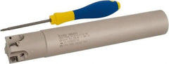 Iscar - 1-1/4" Cut Diam, 0.315" Max Depth of Cut, 1-1/4" Shank Diam, 7.87" OAL, Indexable Square Shoulder Helical End Mill - H490 AN.X 09 Inserts, Cylindrical Shank, 90° Lead Angle, Through Coolant, Series Helido - Industrial Tool & Supply