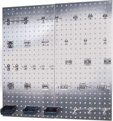 Triton - 18" Wide x 36" High Peg Board Kit - 2 Panels, 32 Hooks, Stainless Steel, Silver - Industrial Tool & Supply